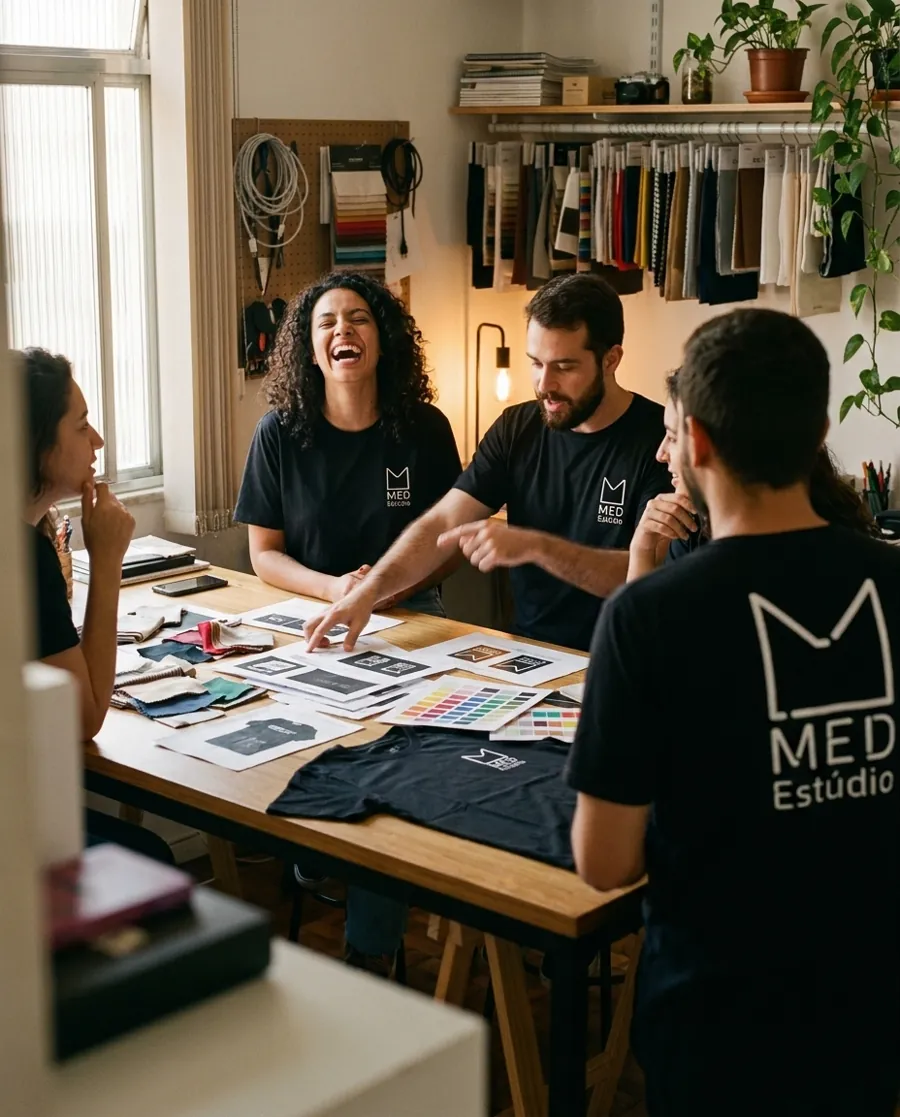 Equipo con camisetas negras de Med Estúdio